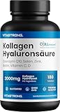 COLLAGEN HYALURONSÄURE Vitastrong - 2000mg COLLinstant® Kollagen Kapseln mit Biotin, Coenzym Q10, Zink, Selen, Vitamin C, Vitamin D - Wirksame Formel - Premium Qualität