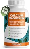 Calcium & Magnesium 180 Kapseln- hochdosiert mit 800 mg Calcium + 400 mg Magnesium pro Tag - hohe Bioverfügbarkeit durch natürliches Calcium aus Rotalgen und Magnesium-Citrat - laborgeprüft & vegan