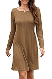 STYLEWORD Strickkleid Damen Kleid Langarm Herbstkleid Pulloverkleid Elegant Herbst Winterkleid Tunika Umstandskleid(Braun,S)