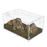 aleawol Extra Groß Acryl Terrarium Reptile Fütterungsbox,38 x 25 x 19 cm Transparent Reptilienzuchtbox Reptilien Transportbox für Spinne Eidechse Skorpion Tausendfüßler Gehörnter Frosch