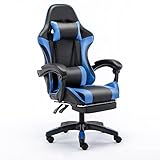 ArtsPavilion Gaming Stuhl Bürostuhl Schreibtisch Stuhl mit Fußstütze Lendenwirbelstütze Kopfstütze Armlehne Aufgabe Rolling Swivel Ergonomisch Einstellbarer PC Gamer Stuhl Blue