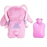 Xerteam Fluffy Cartoon Wärmflasche, Wärmflasche Kinder, Wärmflasche kuscheltier, Kuscheltier Wärmflasche Warmhalten Wärmflasche Rosa für Geschenk für Kind Familie & Freund