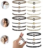 20 Stück Boho Haargummi，Haargummi Damen, Haargummi Armband, Haargummi Spirale Hair Tie Geflochtene,5 Colors, 4strips Each,20strips In Total