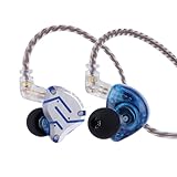 LINSOUL KZ ZS10 Pro, 4BA+1DD 5 Treiber In-Ear-Monitor, HiFi Kabelgebundene Ohrhörer, Gaming-Kopfhörer, Hybrid IEM Kopfhörer, 2-poliges abnehmbares Kabel(Ohne Mic,Blendung Blau)