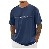 T Shirt Herren Lustig, Bedruckte T-Shirts Für Herren, Basic Sommer Rundhals Fun Tshirt Sport Kurzarm Mit Buchstabenmuster Funktionsshirt Weit Sportshirt Mens T Shirt Leicht Trainingsshirt