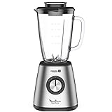 Moulinex Blender Blendforce Standmixer - Edelstahl, 800 W, 5 Geschwindigkeitsstufen, Thermoglas-Schüssel 1,75 L, Stoßfest, Ice Crush, Pulse, für Smoothies
