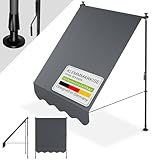 Juskys Klemmmarkise Kapstadt 150x120 cm - Höhenverstellbar & UV-beständig - Balkon & Terrasse - Wetterfest & Sichtschutz - Terrassenüberdachung Grau