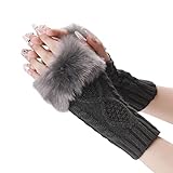 Katzen Handschuhe Pfoten Handschuhe Schwarz Satin Winterhandschuhe für Frauen, warmer Handschuh, winddicht, elastisch, SMS, schwarze Handschuhe, Lange Handschuhe Fingerlos (Dark Gray, One Size)