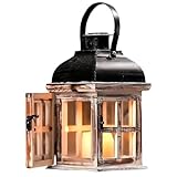 yeeplant Rustikale Holzlaterne, Kerzenhalter, Bauernhaus-Dekoration, 11,5 x 11,5 x 21 cm, Eisen und Holz, Heimdekoration, Hochzeit, Party, Tafelaufsatz