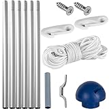 FLAGMASTER Teleskop Fahnenmast Aluminium 6,50 m, 5-fach höhenverstellbar, 30 verschiedene Fahnen zur Wahl, Komplettset mit Bodenhülse