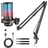 Anykuu USB Gaming Mikrofon Plug&Play Kondensator Mikrofon PC für Gaming Streaming Podcasting Videokonferenzen mit USB-C Adapter & 1,5 m Datenkabel für PC/Laptop, PS4/PS5, IOS/Windows/Android