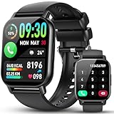 Smartwatch Damen Herren mit Telefonfunktion, 1.85'' Zoll HD Smart Watch, 110+ Sportmodi Sportuhr mit Pulsuhr/Schlafmonitor, IP68 Wasserdicht Fitnessuhr mit Information Erinnerung für iOS Android