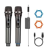 Depusheng Drahtlose Mikrofone, Dual-Karaoke-Mikrofonsystem, Microfonos Inalambricos mit wiederaufladbarem Empfänger, schnurloses dynamisches Mikrofon-Mikro-Set für Gesang, Hochzeit, DJ, Party, Rede