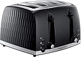 Russell Hobbs 26071 Toaster mit 4 Scheiben, modernes Waben-Design, mit extra breiten Schlitzen und hoher Hebefunktion, Schwarz