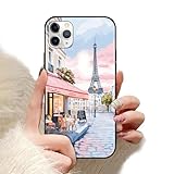 Handyhülle für Samsung Galaxy A20e Hülle 5,8', Schöner Paris Eiffelturm Traum Cafe Aesthetic Muster Design, Weiß Schwarz Silikon Stoßfest Kratzfest Schutzhülle Bumper Cover für Frauen Mädchen, cute