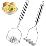 2 Stück Kartoffelstampfer, Kartoffelstampfer Edelstahl, Potato Masher, Stampfer Kartoffel, Stampfer Küche, Stampfer, Kartoffelstampfer Holz, Küchenhelfer Edelstahl