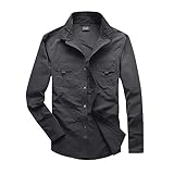 Arbeitshemd Herren Hemd Langarm Einfarbig Trachtenhemd Slim Fit Freizeithemd Leicht Bügelfrei Button Down Langarmhemd Outdoor Urlaub Frühling Oberteile