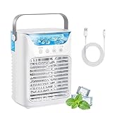 TundraFreeze Portable Ac Unit, TundraFreeze Tragbare Klimaanlage, 4-in-1 Mini-Luftkühler mit 3 Geschwindigkeiten, 2 Sprühfunktionen, 7 LED-Licht, 700 ml Wassertank, 2-6H Timer für Zimmer/Büro