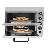 Tagtuell Elektrischer Pizzaofen, 3000W Doppellagig Mini Pizzaofen Elektrisch, Pizza Backofen Für die Gastronomie, 50-350℃ Gastro Steinbackofen