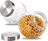 WUWEOT 2er 2 Liter Bonbonglas mit Deckel Bonbongläser Set Bonboniere Vorratsglas Vorratsdose Keksdose Keksglas Rund mit Deckel Dekoglas Platzsparende und Übersichtliche Lagerung Transparent