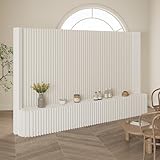 Faltbarer Raumteiler mit Ablageregal Flexibel Sichtschutz Trennwand, Ideal für Büro, Wohnzimmer, Geschäfte Wohnzimmer, Schlafzimmer, Balkon(Weiß) (L200 x B43 x H200 cm)