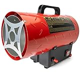 Grafner XL Gasheizgebläse 10 kW, mit Verbindungsschlauch, Druckminderer, Turbo-Ventilator, Piezozündung, für handelsübliche Gasflaschen, Heißluftgenerator Heizkanone Gasheizer Bauheizer Heizturbine