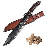 SMITH CHU Großes Outdoor Messer, Überlebensmesser mit Scheide, 27cm Feststehende Klinge Gürtelmesser, Robustes Jagdmesser, Scharfes Survival Camping Messer für Wandern, Jagd, Outdoor