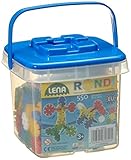 Lena 35820 Rondi 25 Eimer Konstruktionsspielzeug ab 3 Jahren - 550 x Steckbausteine, Kinder Bauset für kreatives Spielen, Regt die Fantasie an und schult Motorik