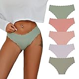 SHARICCA Damen Unterwäsche Nahtlos Slips Stretch Hipster Brazilian Slips Unsichtbar Weich Höschen Panties Streifen Bikinis Unterhosen für Frauen 5er Pack (Mehrfarbig-5P01 M)