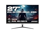JapanNext Gaming Monitor 27' Dual Mode 160Hz/4K (3840x2160) & 320Hz/FHD (1920x1080) 0,5ms | HDR | Neigungsverstellbar Integrierte Lautsprecher | 100% sRGB G-Sync/FreeSync | JN-IPS27G1632UF