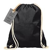 Baumwoll Turnbeutel 1 Stück 38 x 42 cm Sportbeutel - Rucksack Stofftasche Bag, Beutel, Baumwollbeutel, Jutebeutel OEKO-TEX® geprüft Stoffbeutel Damen & Herren, Kinder Gym Sack zum bemalen in Schwarz