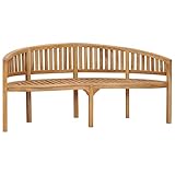 Goliraya Teak Massiv Sitzbank in Bananen-Form Gartenbank Parkbank Holzbank Bank Bananenbank Gartenmöbel Terrassenbank Balkonbank 180 x 66 x 86 cm (B x T x H)