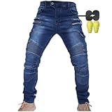 CBBI-WCCI Hombre Motocicleta Pantalones Moto Jeans Con Protección Motorcycle Biker Pants (L= 32W / 32L, Blau)