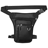 PWGHWG Oberschenkeltasche Hüfttasche für Herren und Damen, wasserdichte Multitaschen Beintasche mit Reißverschluss, Outdoor Hüfttaschen für Motorrad Fahrrad Wandern Laufen (Schwarz)