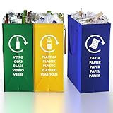 TP HOME® Mülltrennsystem 3fach - Taschen Mülleimer 3 Fächer für Innen und Außen zum trennen von Papier, Plastik und Glas - Pfandflaschen Sammelbehälter - Recycling System