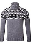Reslad Rollkragenpullover Herren Pullover Rolli Grobstrick Norweger Rollkragenpulli Männer Winterpullover RS-3014 Anthrazit XL