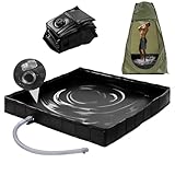 GOZYLA Faltbare Duschbasis Tragbares Duschwanne mit Ablaufschlauch: Duschzeltbasis Große Duschzelt Mobiles Outdoor Camping Zelt Markise Basis für Indoor Haustier Badewanne (Schwarz, 104x104x13cm)