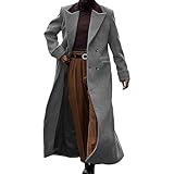 Generisch Herren Winterjacke Lang Übergangsjacke Herren Herbst Herbstmantel Wintermantel Lang Long Coat Men Wollmantel Wolljacke Winter Trenchcoat Kurz Herrenmantel Trachtensakko