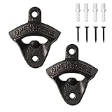 Uncle Paul® 2-teiliges Flaschenöffner-Set aus Gusseisen zur Wandmontage im Vintage-Stil mit selbstschneidenden Schrauben für Zuhause, Garten, Bar, KTV, Hotel KH02