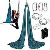 VEVOR Aerial Yoga Hängematte Set 5 x 2,8 m, Grün Air Fliegen Schaukel, Hammock Swing 1000 kg Max. Tragfähigkeit, inkl. Yoga-Socken & Stahlkarabiner, Anti-Gravity-Übungen