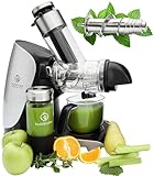 GREEN-PRESS EDELSTAHL Slow Juicer 304 Edelstahl Schnecke BPA-frei I DEUTSCHE MARKE I Ganze Früchte Sellerie Gemüse und Obst Entsafter Testsieger 2023 Allrounder Saftpresse elektrisch