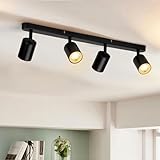 wowatt LED Deckenleuchte 4 Flammig, Deckenstrahler LED Schwenkbar GU10, Spotbalken Deckenlampe Spot Schwarz, Modern Strahler Deckenspot für Küche, Schlafzimmer, Wohnzimmer (Ohne Leuchtmittel)