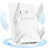 WLAN Verstärker 1200Mbit/s Dualband,WLAN Repeater 2.4GHz & 5.8GHz, WiFi Extender Booster mit WPS, WiFi Internet Verstärker mit externen 4 * 2dBi Dual-Band-Antennen bis zu 3000qm (Weiß)