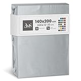 Bettwaesche-mit-Stil Mako Satin Spannbettlaken Spannlaken Spannbetttuch (140 cm x 200 cm, Matratzenhöhe 12-20 cm, Grau)