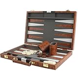 Backgammon Set 15' Klassisches Backgammon Brettspiel Tragbares Reise Strategie Backgammon Spiel Set für Erwachsene Kinder (Braun)