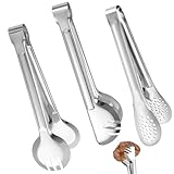 3-Teiliges Set Zange Küche aus Edelstahl - 9 Zoll Tongs Kitchen Servierzangen Set, Salatzange, Nudelzange, Spargelzange, 3er Multifunktional Küchen Zange Edelstahl für Buffets, Partys, Restaurants