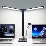 Semlos Dual Arm LED-Schreibtischlampe mit Nachtlicht, 25 Beleuchtungsmodi, USB-Ladeanschluss, 45-Minuten-Auto-Off-Timer - Touch Control Desktop-Lampe, Arbeit und Schlaf, schwarz (Stecker enthalten)