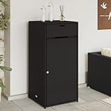 KOIECETA Gartenschrank Geräteschrank mit viel Stauraum Beistellschrank Schrank mit Türen Balkonschrank Terrassenschrank Poly Rattan (Schwarz, 55x55x111 cm)