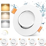 GeyouLux LED Einbaustrahler 230v Dimmbar 68-80mm 4.9W IP44 Ultra Flach LED Spots 3000K/4000K/6000K Deckenspots für Badezimmer Wohnzimmer 45°Schwenkbar Einbauleuchten Küche Spots Deckenleuchte 6er Set