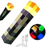 Lampe Fackel Wandlampe, 4 Farben Wall Fackel Nachtlicht 28cm 3D Craft Fackel Lampe Hand und Wandhalterung Nachttischlampe mit USB Wiederaufladbar Nachtlampe Kinder für Cosplay Spielzeug Geschenke